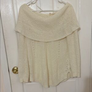 Anthropologie Elegant Cream Off-Shoulder Sweater